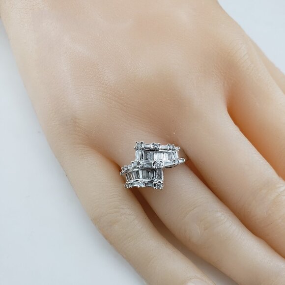 14 Karat White Gold and Diamond Bypass Ring Size 7 #19549 - Picture 7 of 7